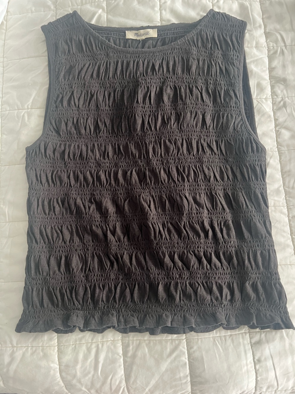 Madewell Black Smocked Quilt-Textured Cover